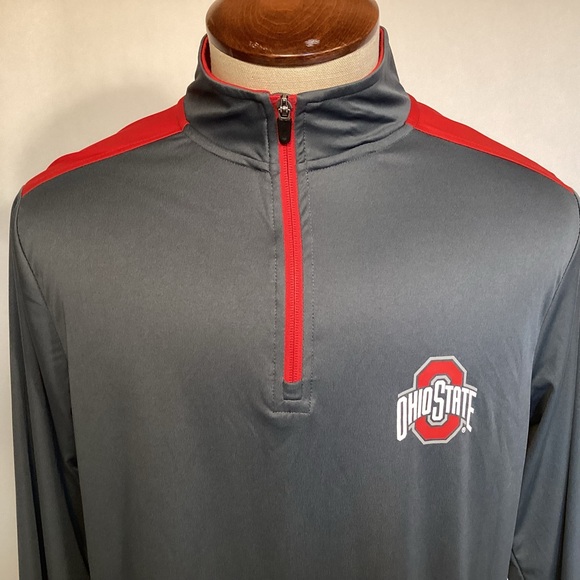 Ohio State Buckeyes Scarlet & Gray 1/4 zip pullover shirt jacket men’s medium - Picture 2 of 10